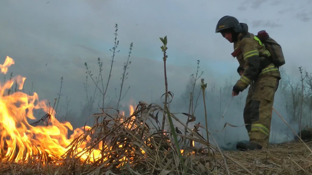 Пожарные два часа боролись с огнём в Прокопьевске
