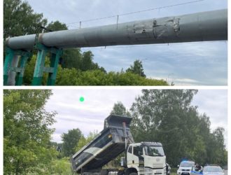 В Кемерове грузовик повредил теплотрассу. У некоторых жильцов отключат воду