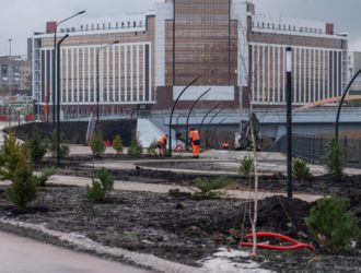 На Искитимской набережной в Кемерове высадили более 100 деревьев