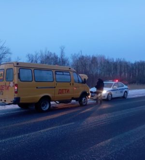 Госавтоинспекторы помогли водителю школьного автобуса с детьми, заглохшего на трассе в Кузбассе