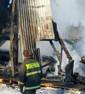 В Шерегеше сгорел жилой дом