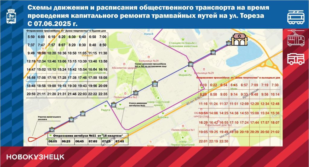 Троллейбусы вместо трамвая запустят на время в Заводском районе Новокузнецка