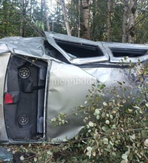 В Кузбассе на трассе перевернулась легковушка, водитель погиб