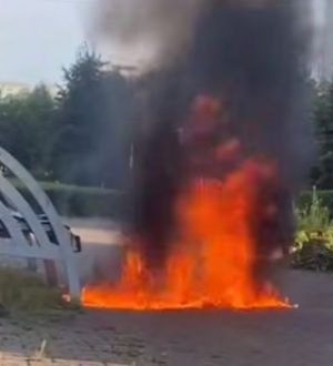 В Новокузнецке два студента подожгли горящую жидкость на аллее