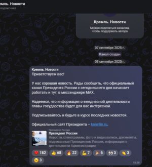 В MAX начал работу канал президента России