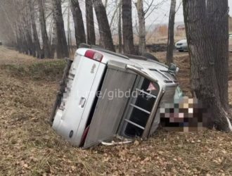 В Ленинск-Кузнецком округе водитель перевернувшегося пикапа погиб на месте