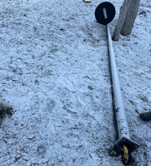 В Топках хулиганы уронили фонарь в парке