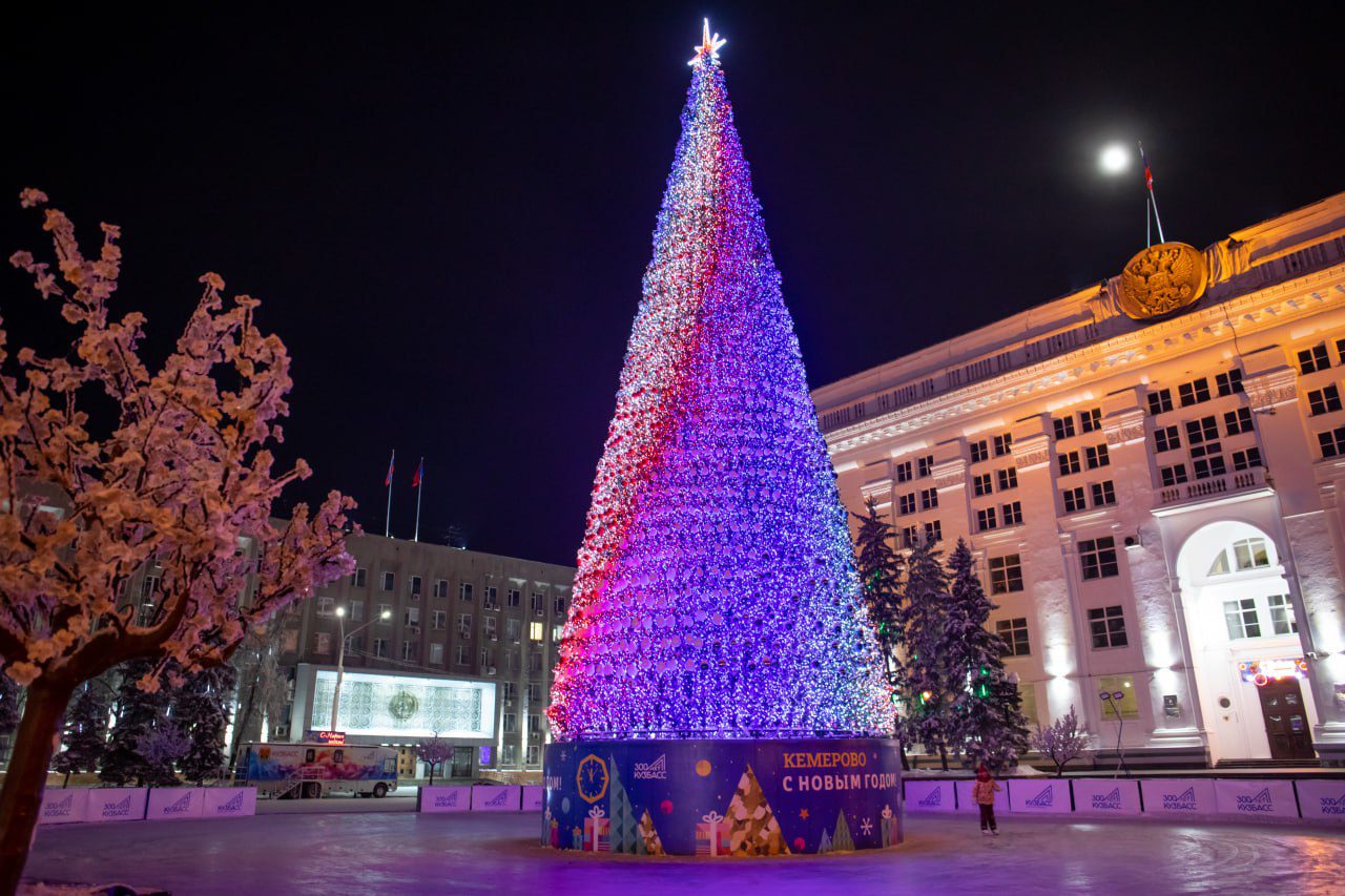 Главную елку Кузбасса начали устанавливать в Кемерове