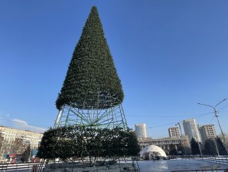 В Новокузнецке на центральной площади торжеств устанавливают елку