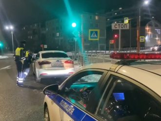 Инспекторы ДПС разбудили пьяного водителя на перекрестке в Кемерове