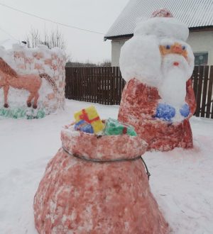 В Кемерове семья соорудила новогодний мини-городок возле дома