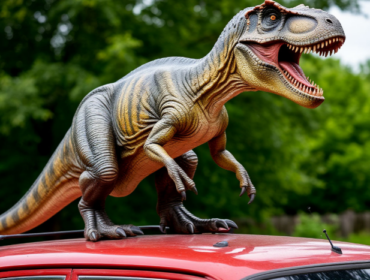 По Мариинску каталась «десятка» с «динозавром» на крыше