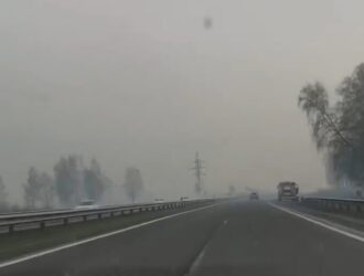 Горящие поля стали причиной массового ДТП на трассе Кемерово — Новокузнецк